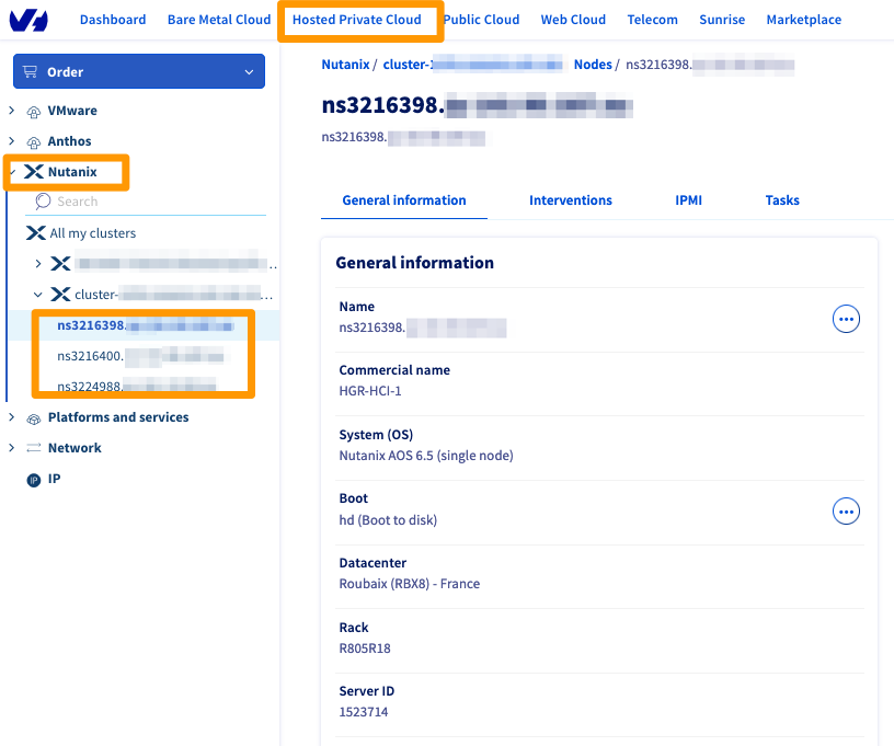 OVHcloud Control Panel - cluster access