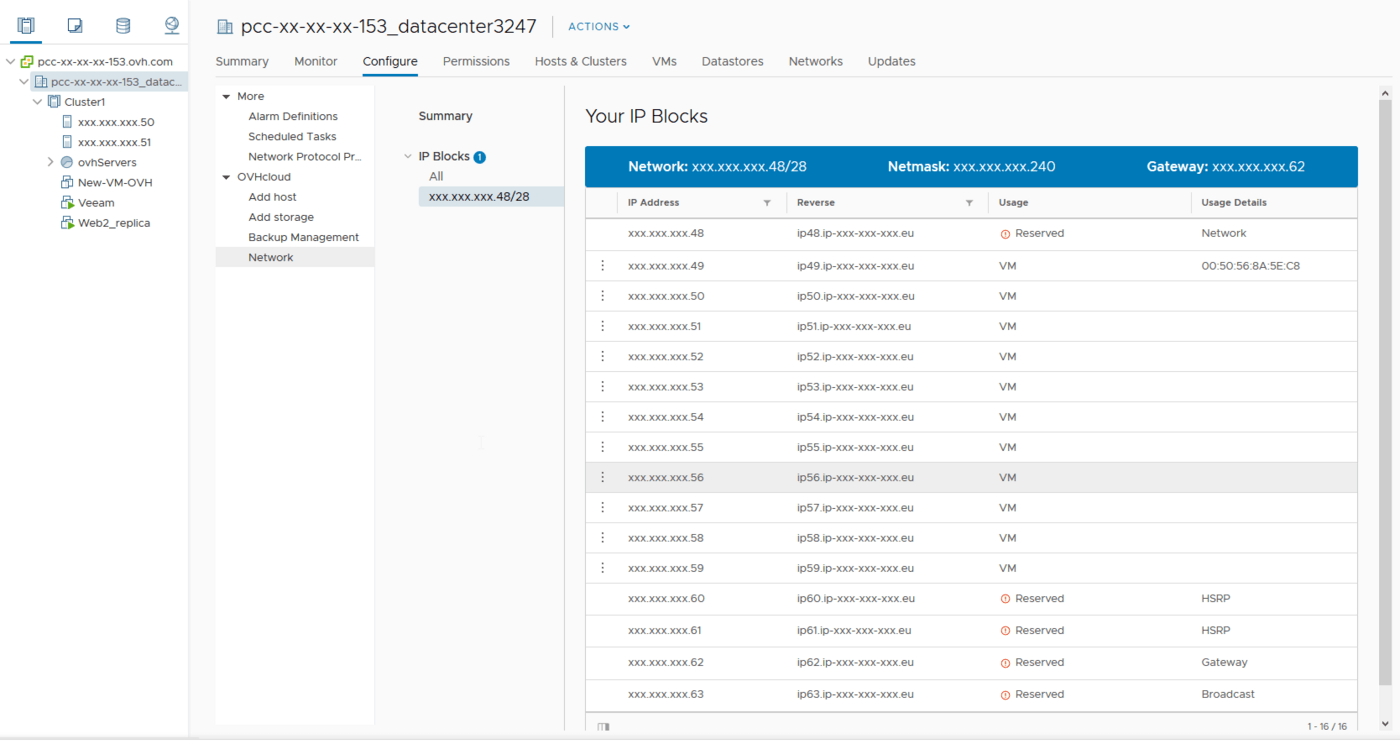 Advanced configuration on the OVH Network