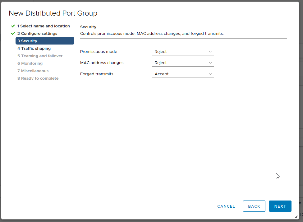 security settings