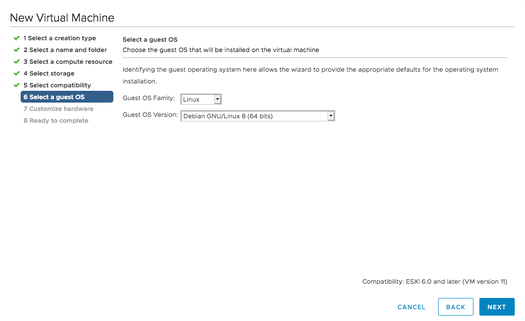 Choose guest OS