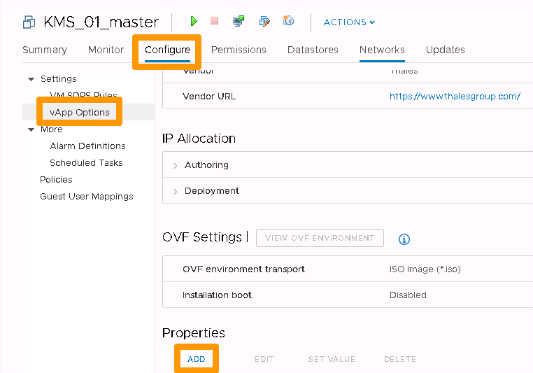Add vApp Properties