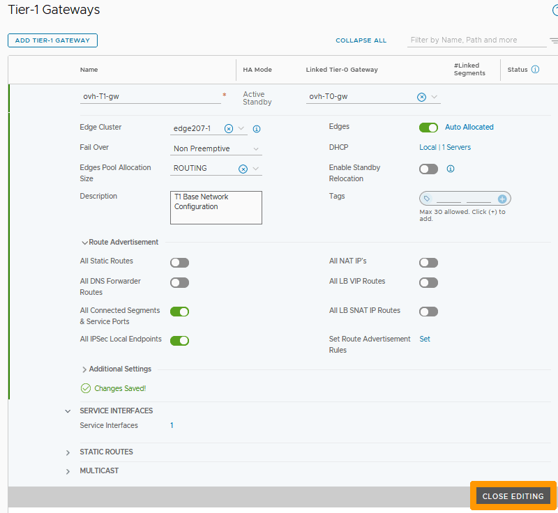 Add route on ovh T1 03