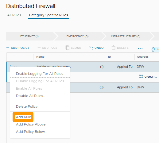 06 Create distributed firewall rules 09