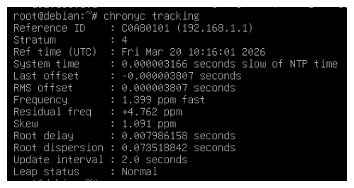 NTP private gateway - Synchronization check