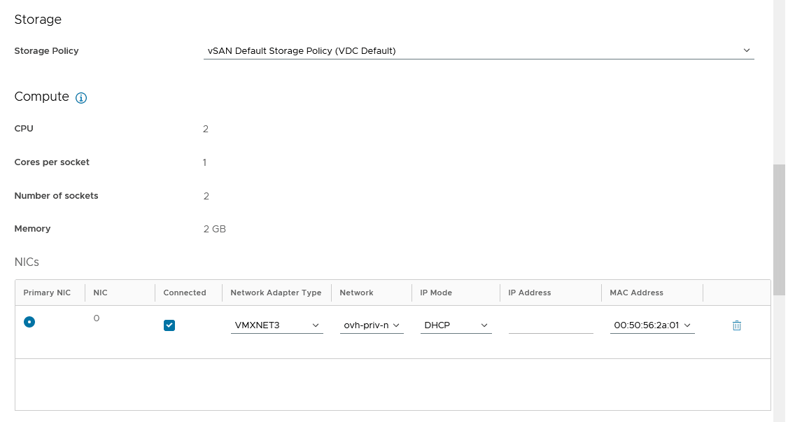 Creation VM Storage