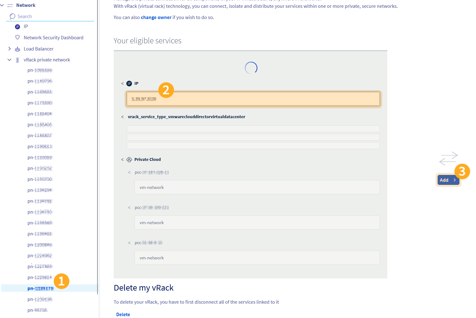 add IP to vRack