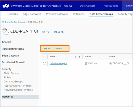 Public VCF as-a-Service Network Datacenter Groups Network Creation