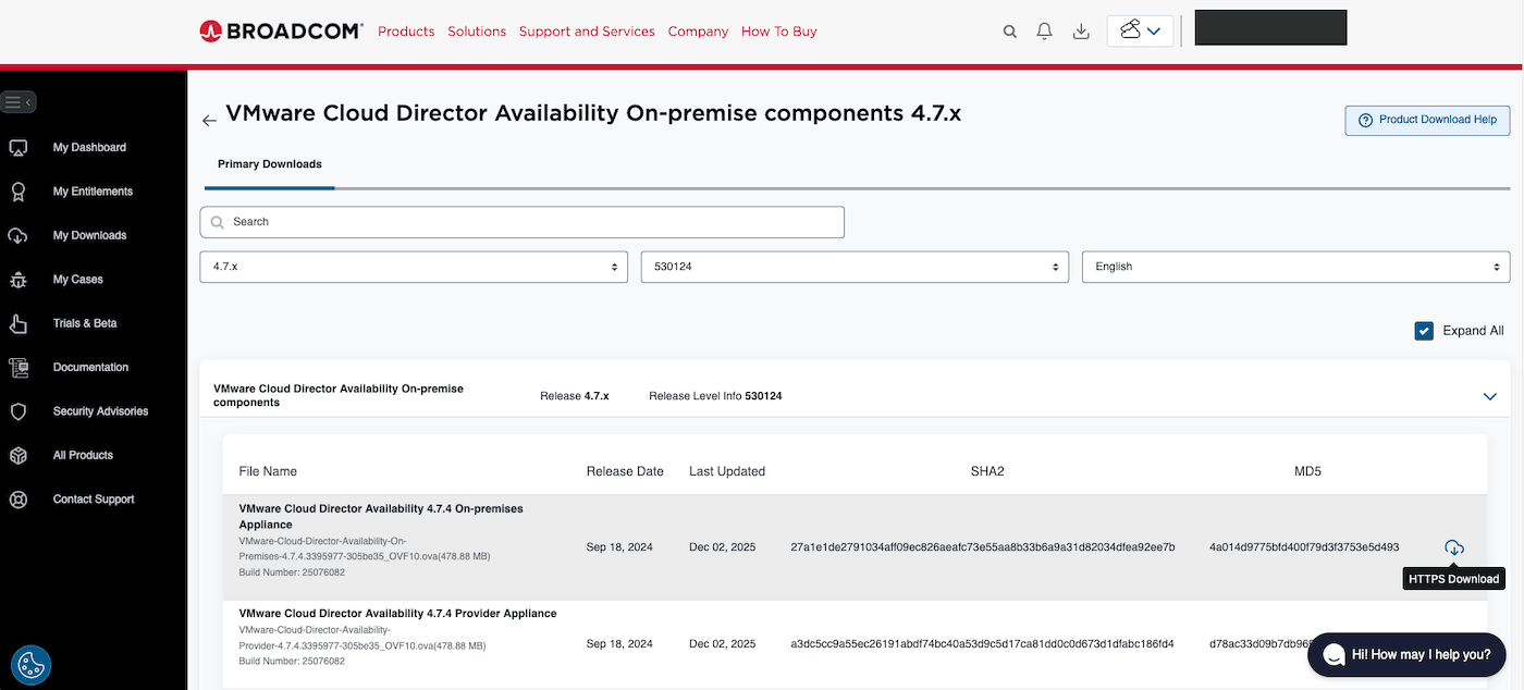 Downloading the VCDA on-premises appliance
