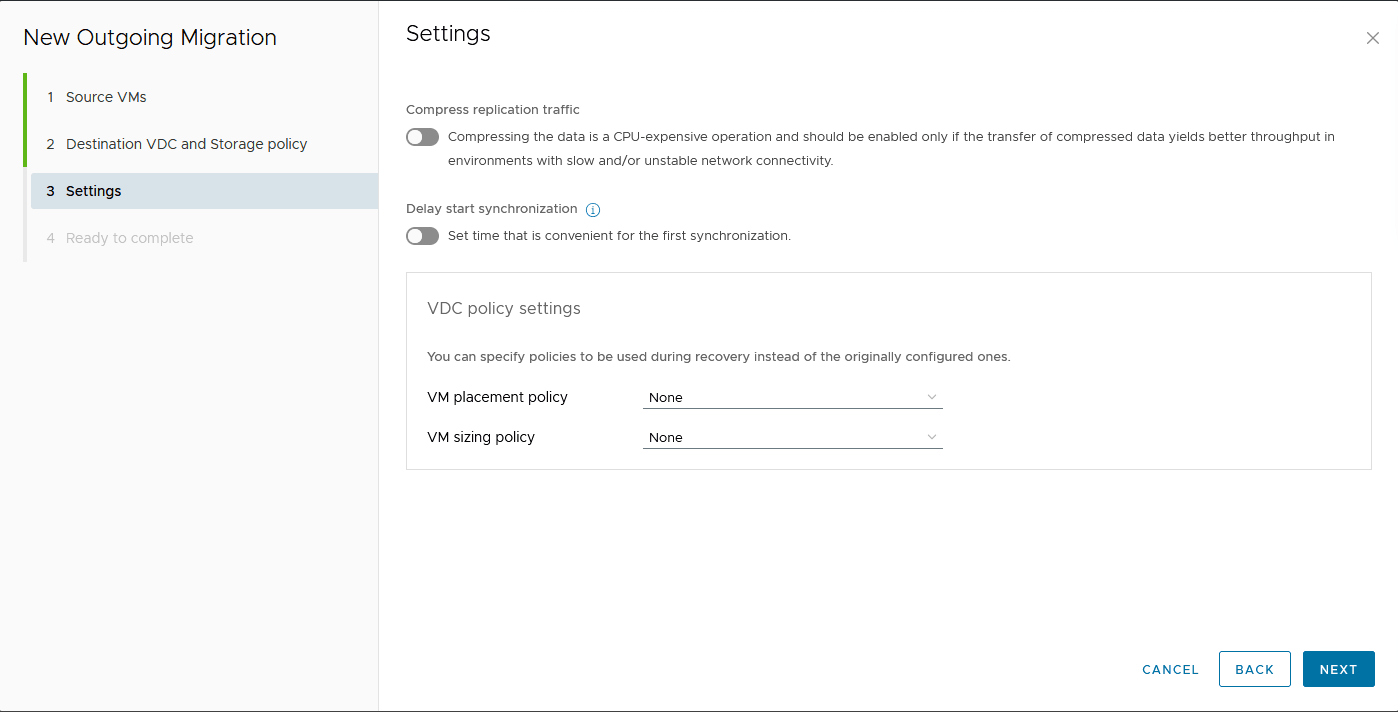 Replication settings