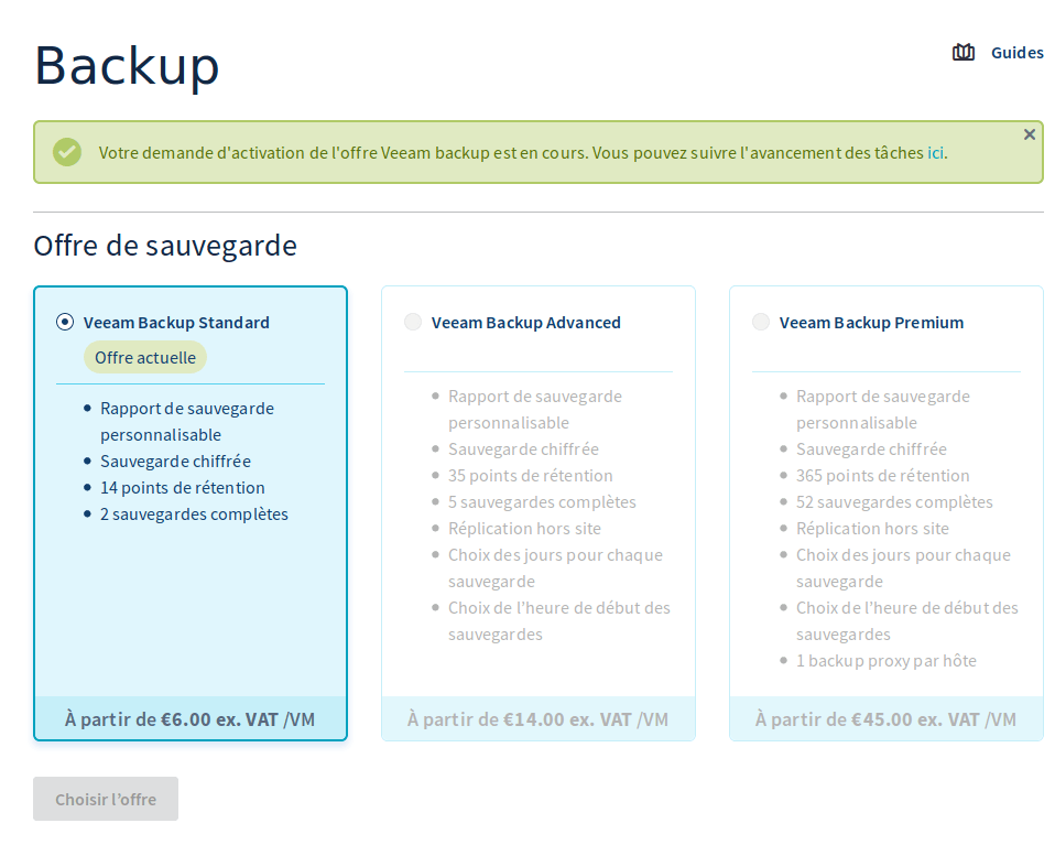 Activer le backup
