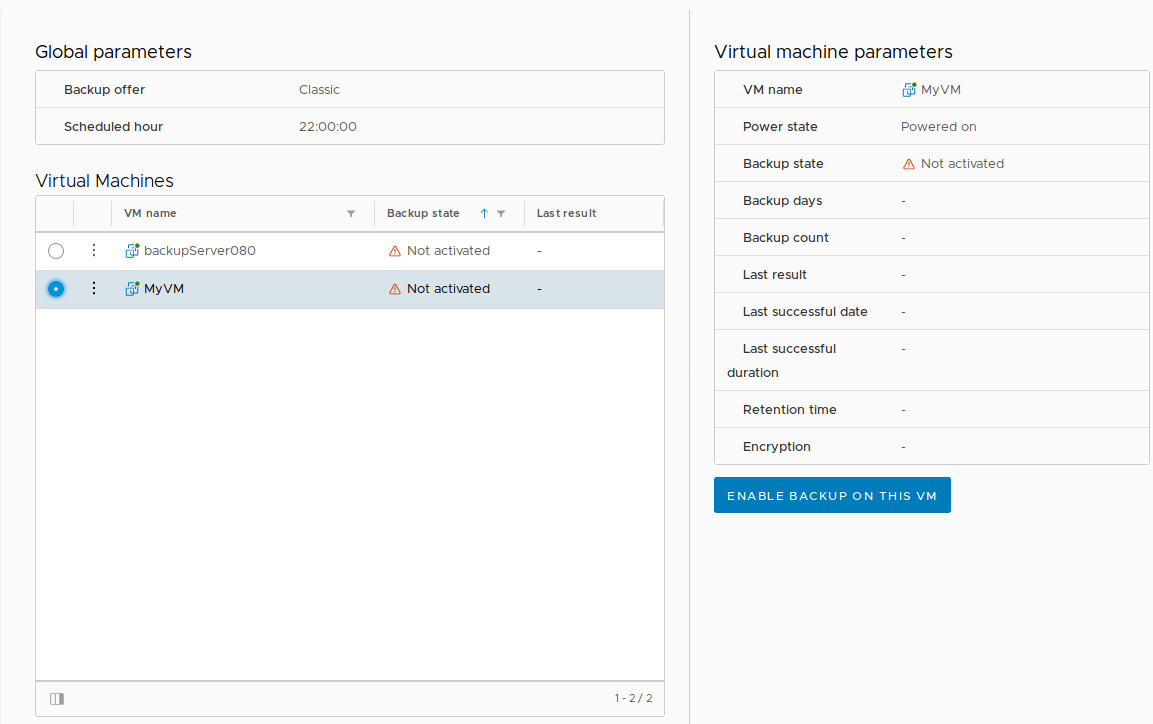 Enabling Backup