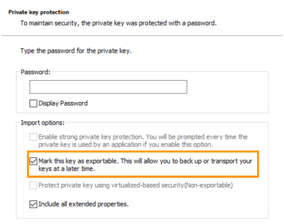 Import Certificate - Exportable