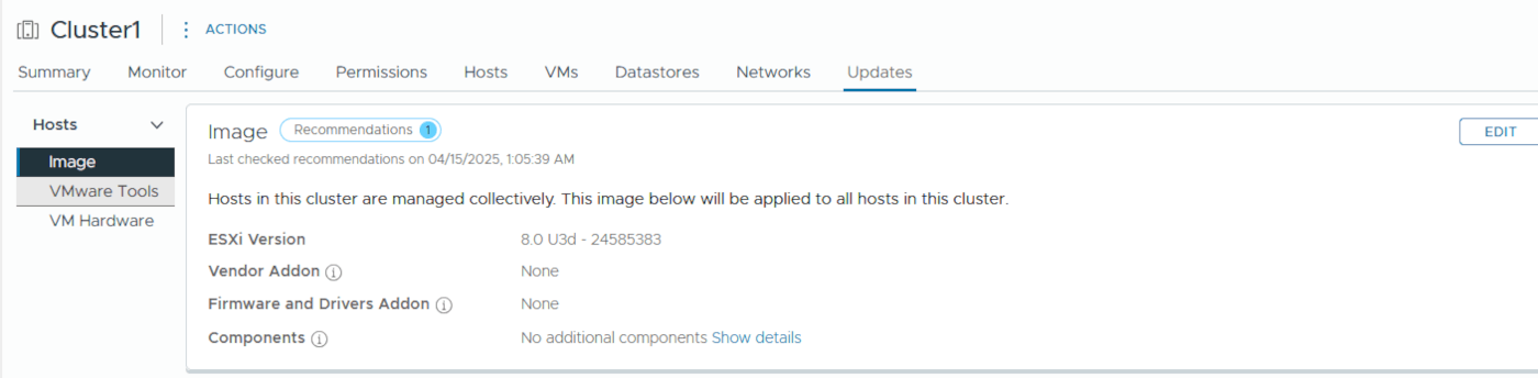 Viewing the current image in vLCM