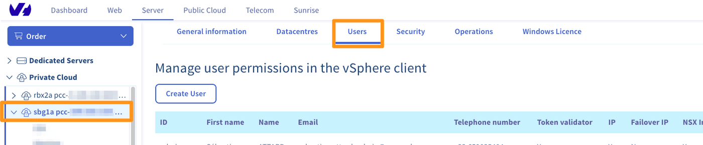 utilizador vsphere