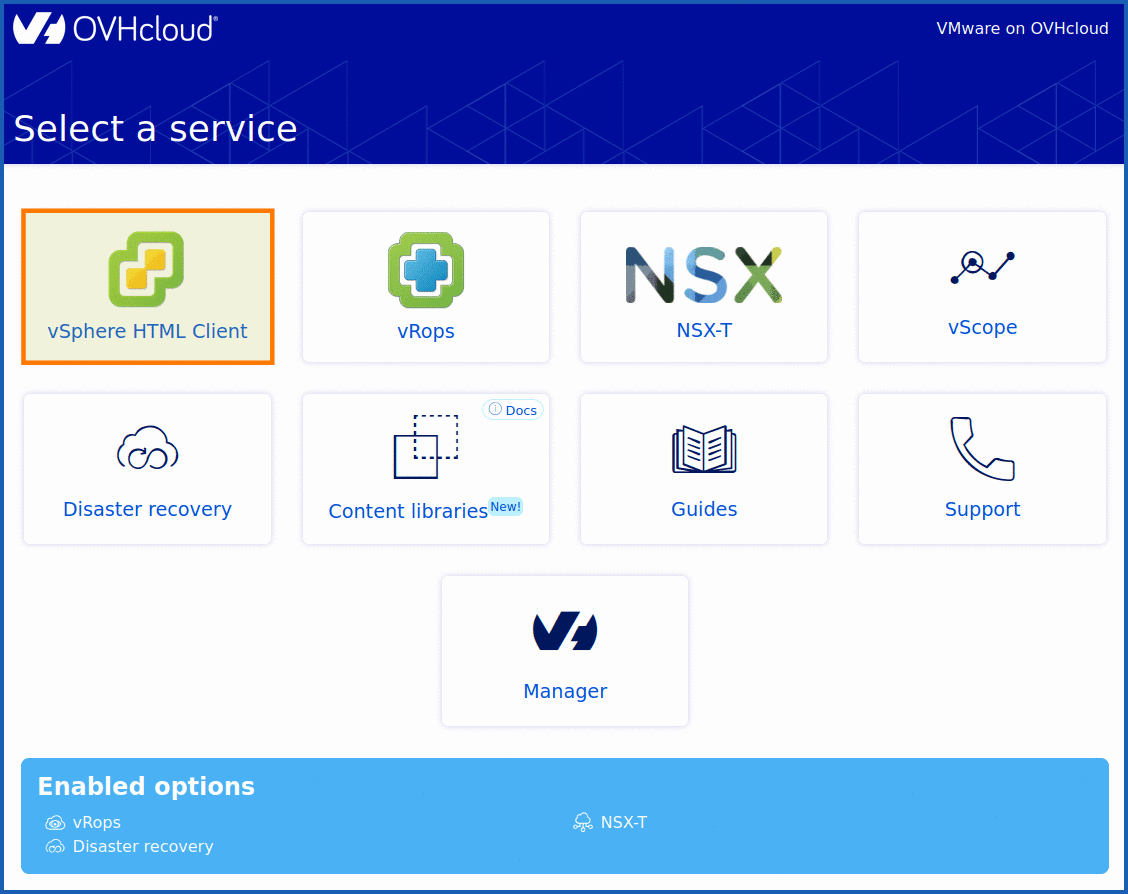 Connexion à l'interface vSphere HTML5