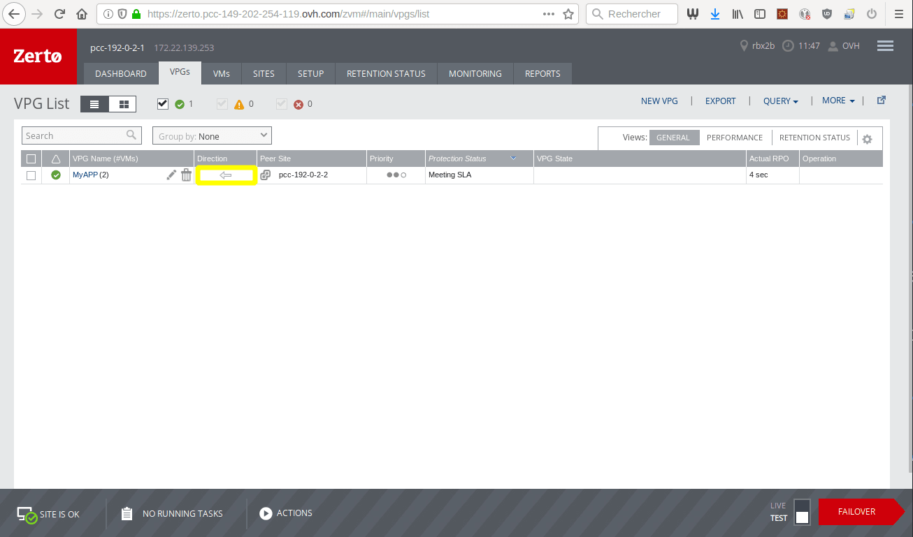 Zerto Live Failover