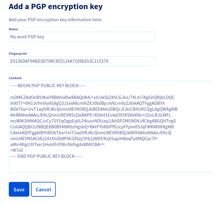 Add a new PGP key