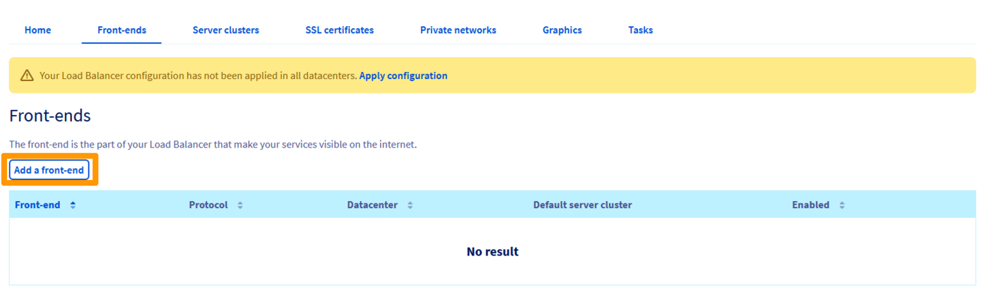 Adding a front-end dedicated to production, a blue front-end