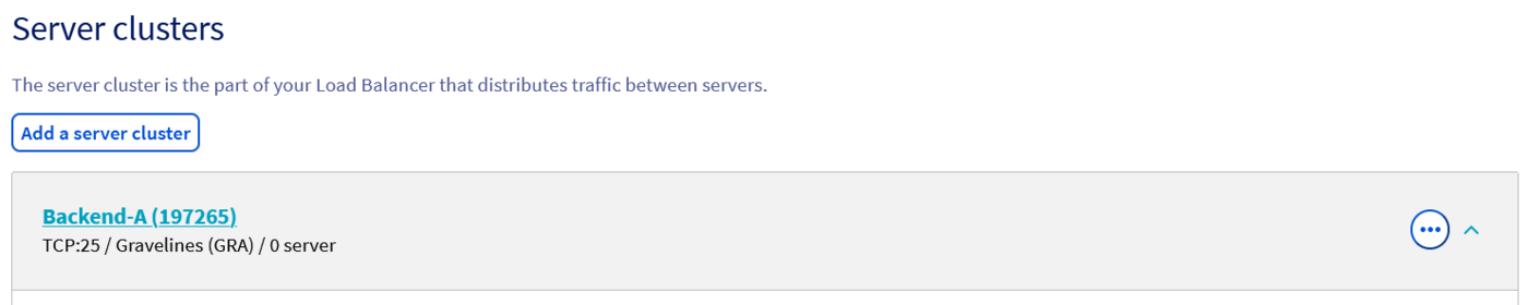 Détails de la ferme de serveurs créée