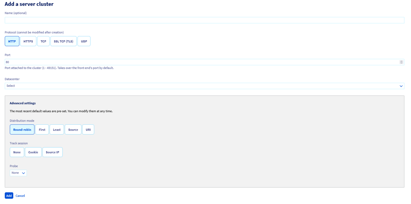 Adding a server farm via the OVHcloud Control Panel