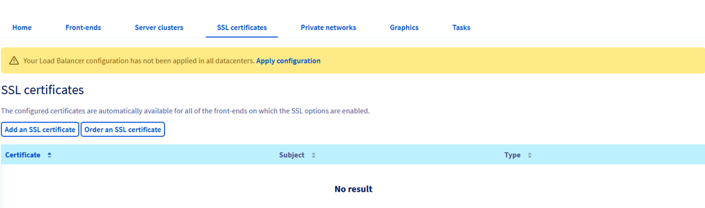 Certificate addition buttons