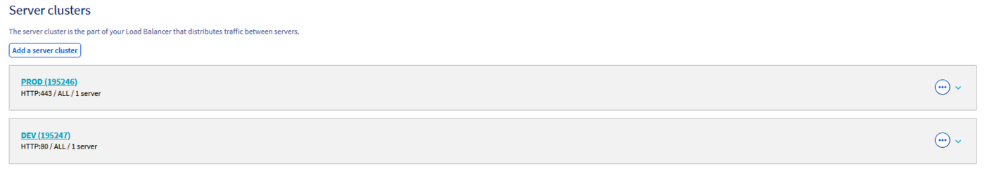 Details of the created server farm