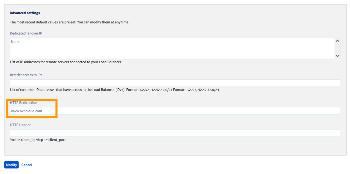 Configuration of a Frontend Redirect