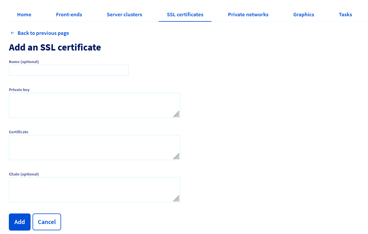 Ajout d'un certificat SSL