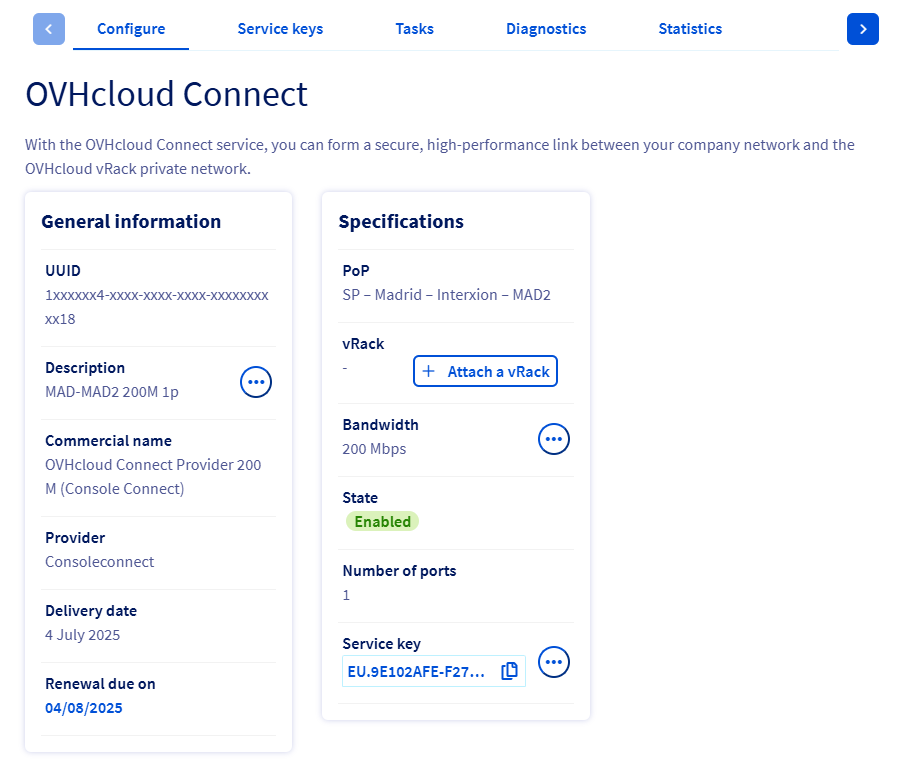 ovhcloud connect selection