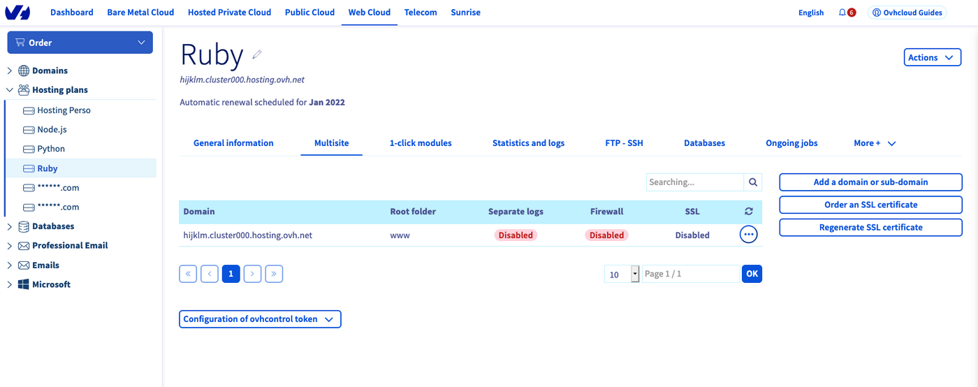 Adding a domain name