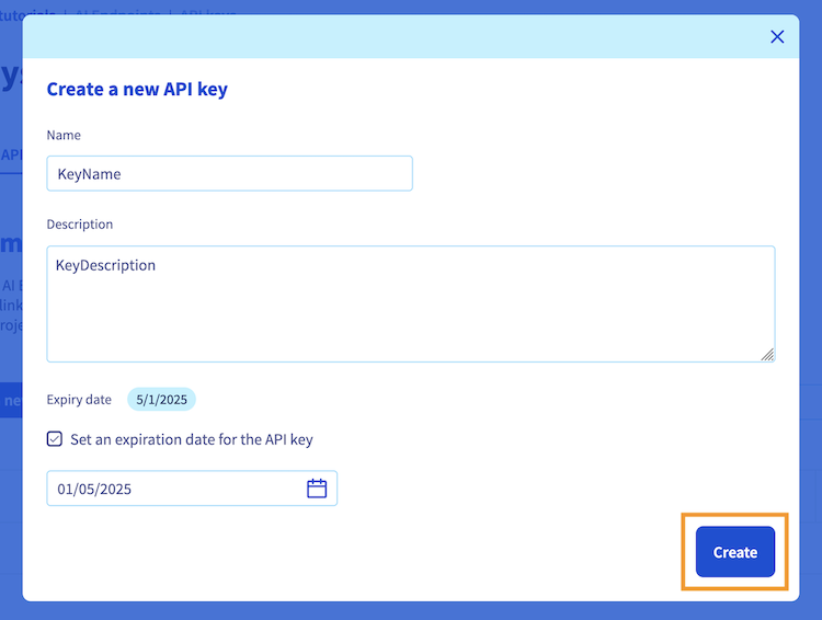 API access key creation
