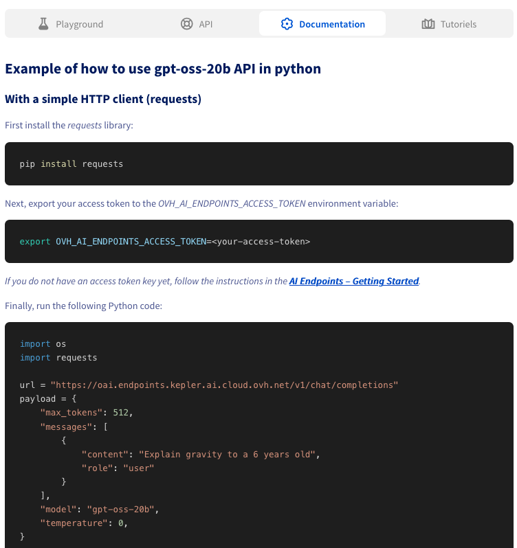 AI Endpoints documentation overview