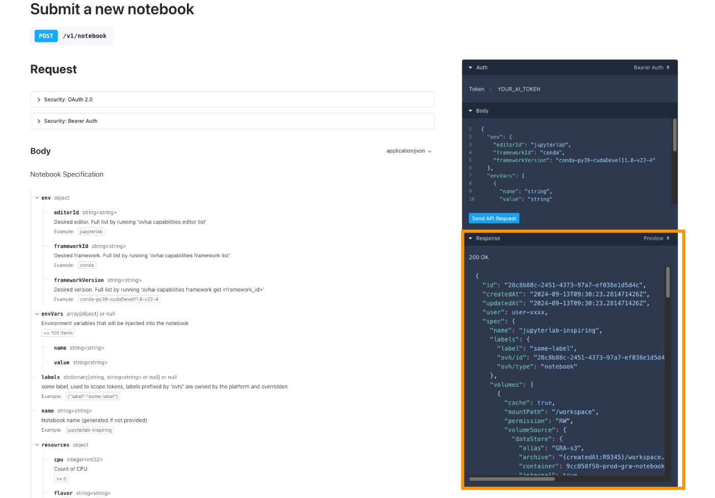 Create a Notebook API creation answer