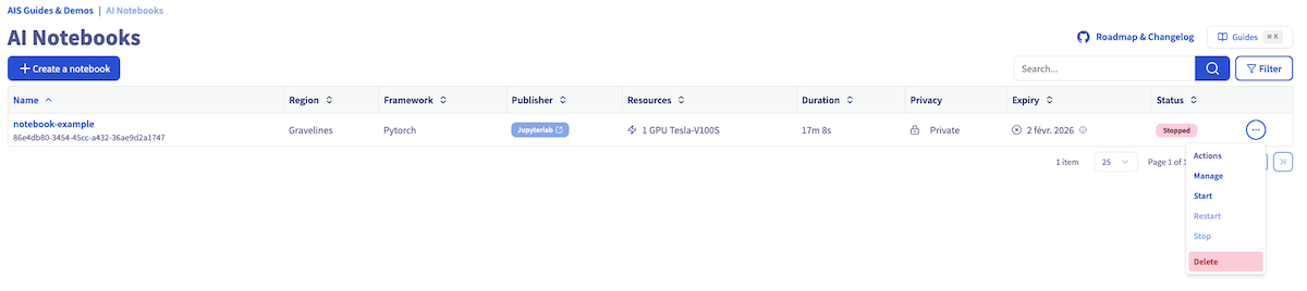 Delete a Notebook Control Panel manager
