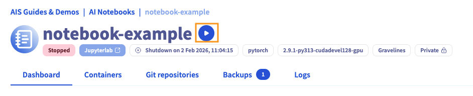 Start a Notebook Control Panel manager
