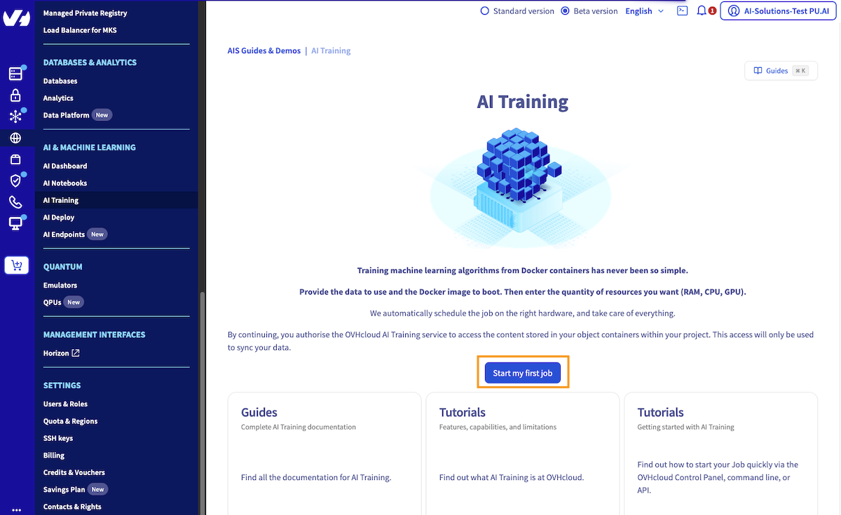 training onboarding page