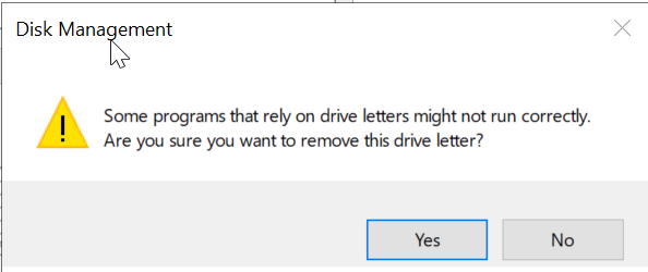 confirma remove disk