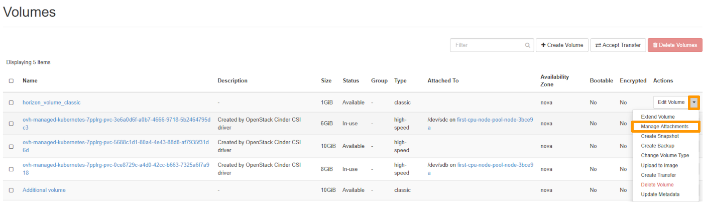 Attach a block storage volume to an instance