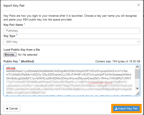 Import klucza równorzędnego