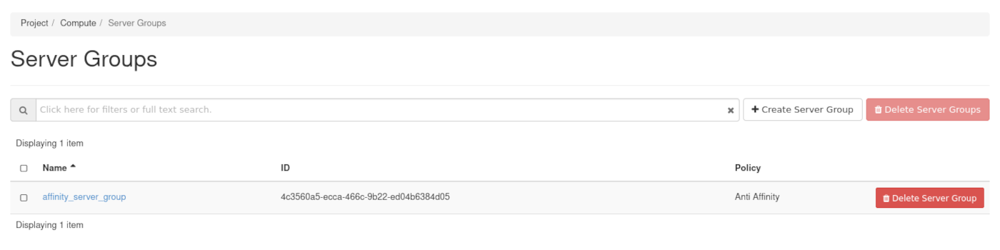 List Server Groups OpenStack
