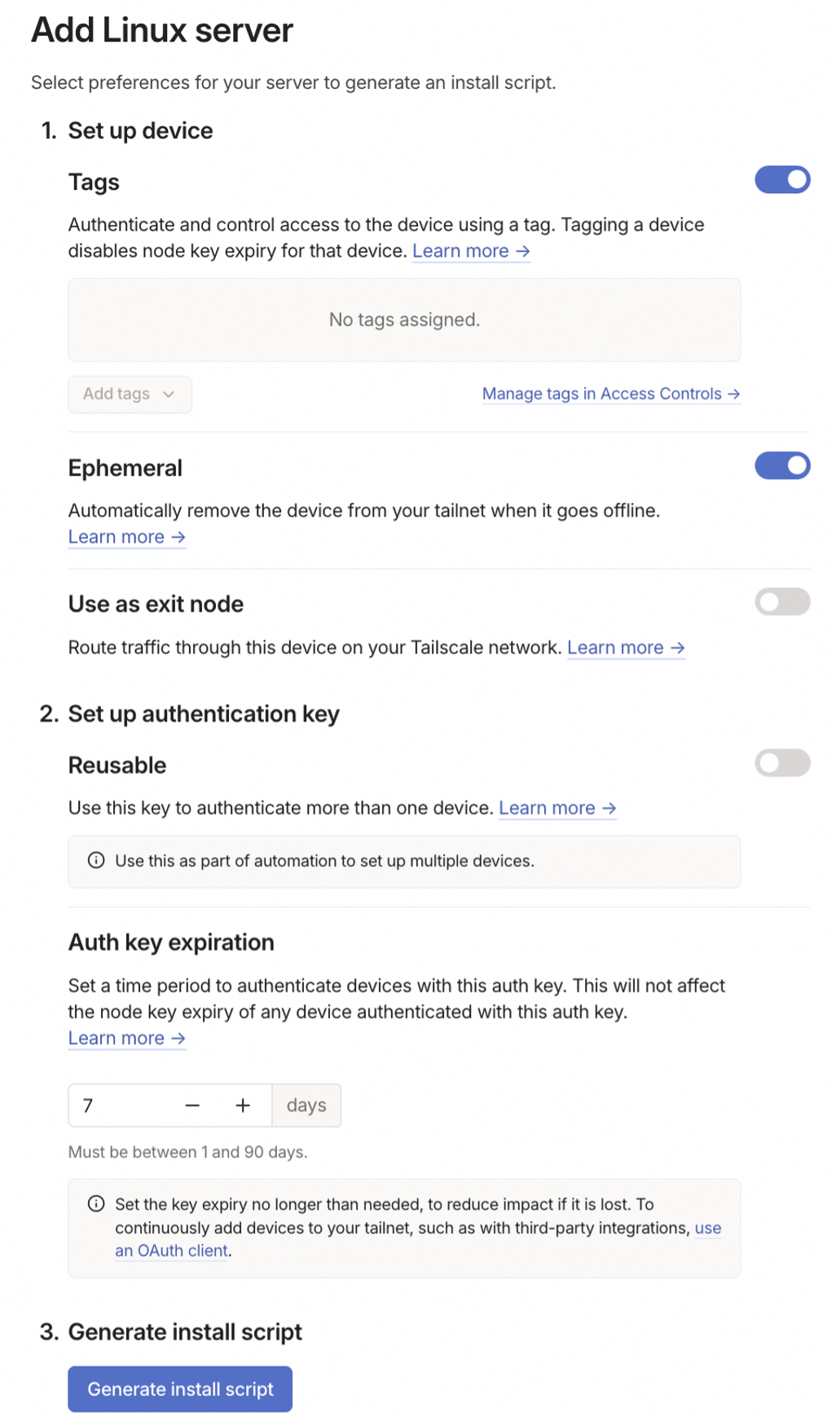 Tailscale - ephemeral nodes