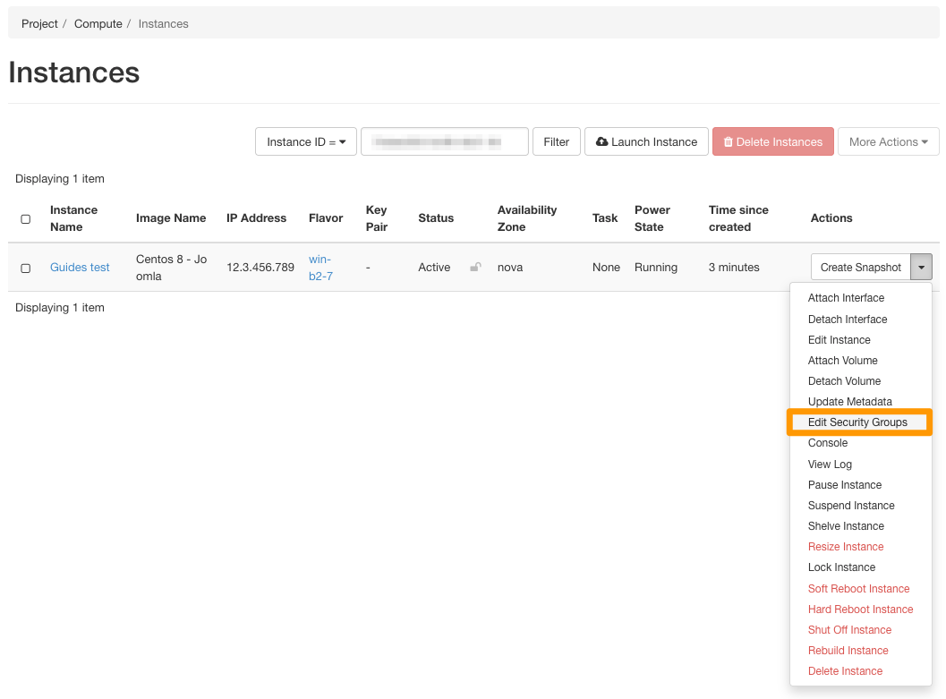 modificar grupo de seguridad
