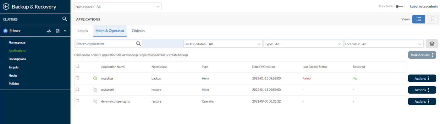 TVK Auto-discovered Applications