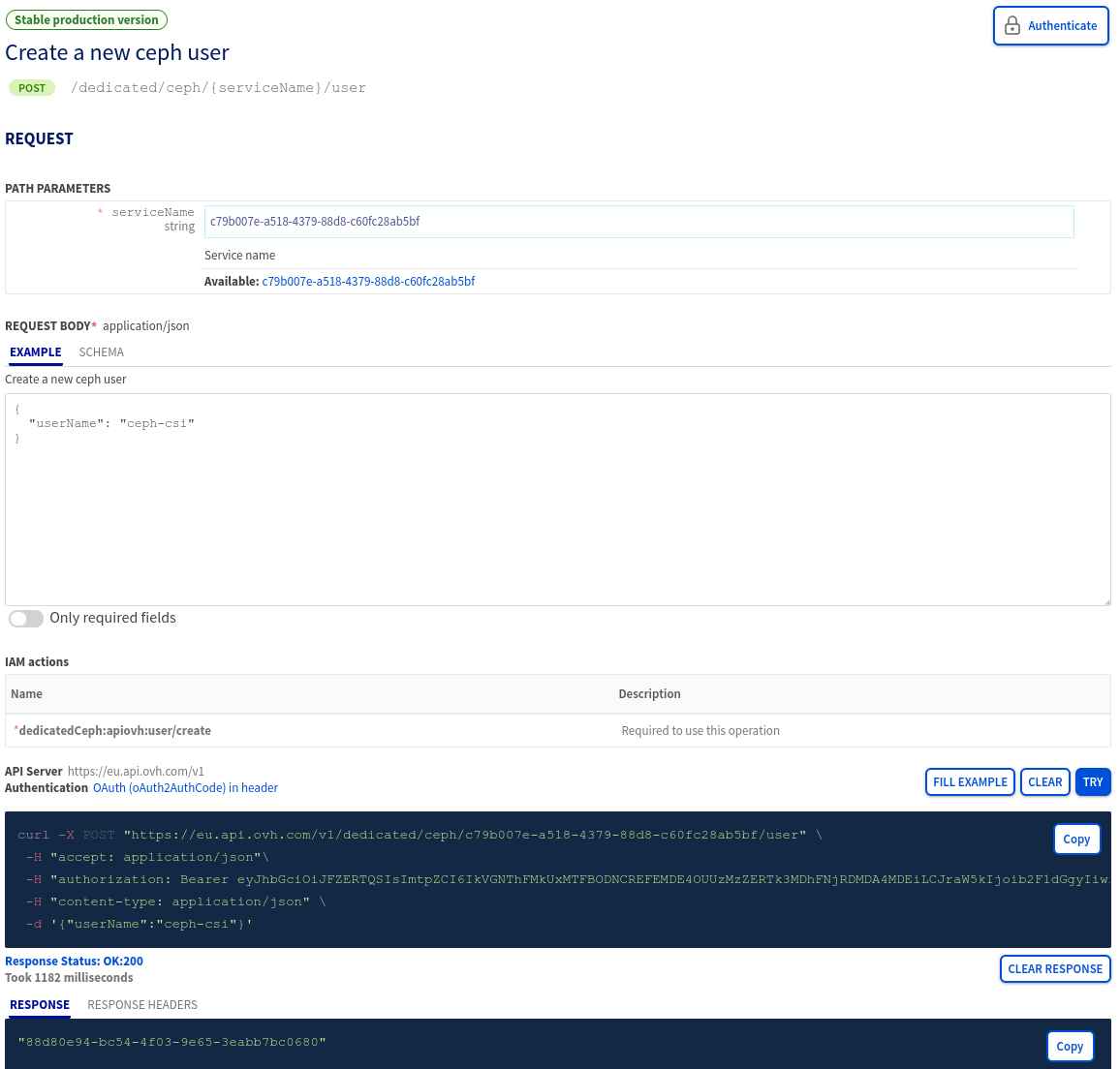 Create user on Cloud Disk Array