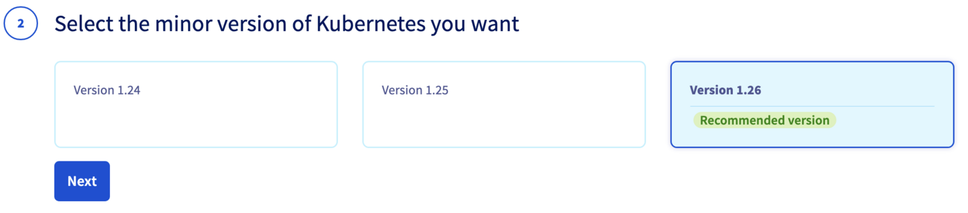 Choose the minor version of Kubernetes