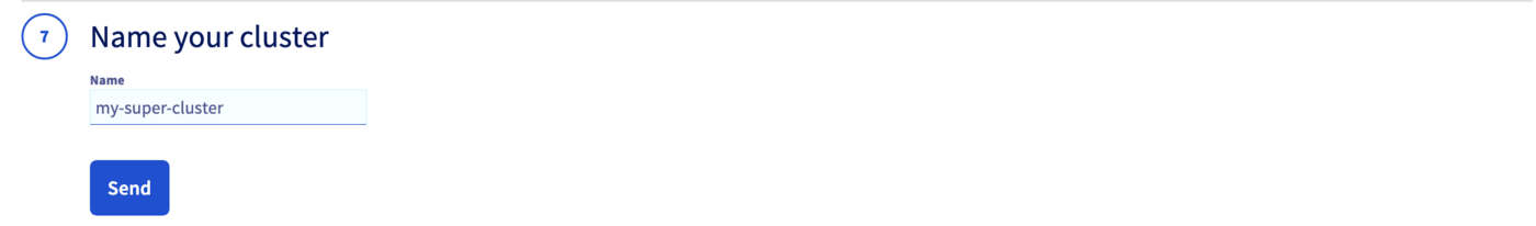 Enter a name for your cluster