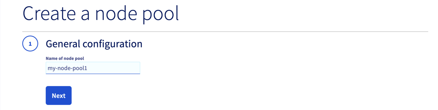 Add a node pool - Set a name