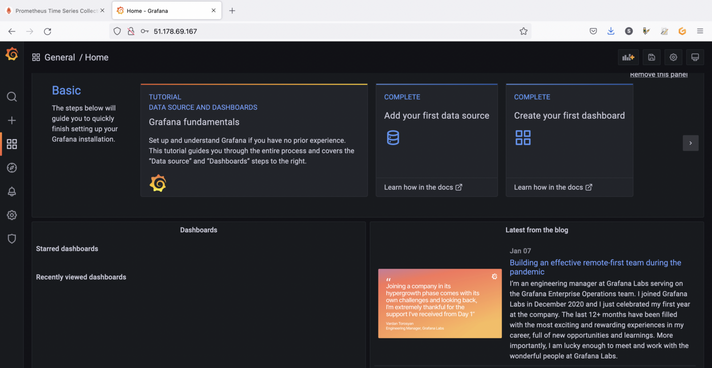 Grafana Home Page