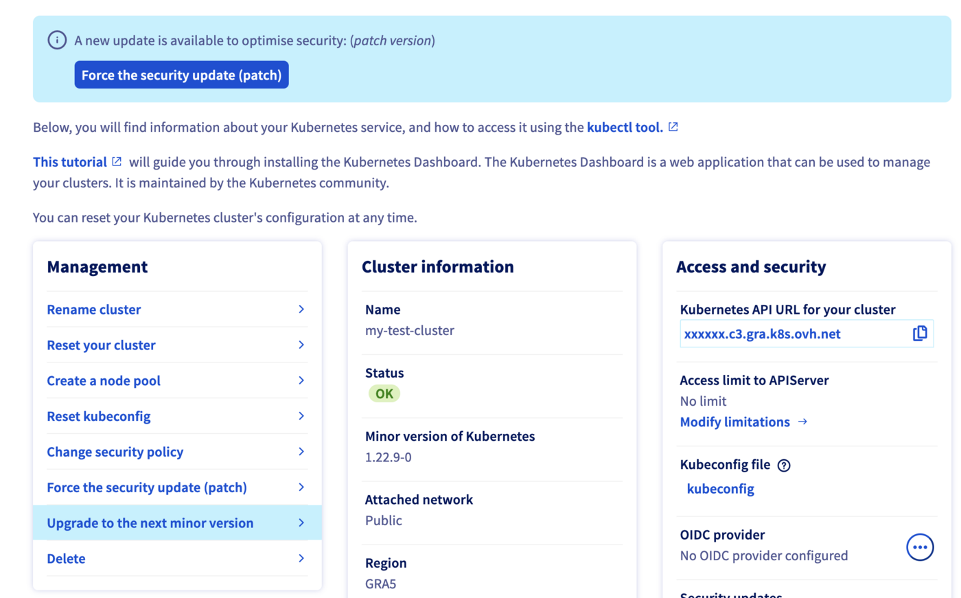 Click on Upgrade to the next minor version