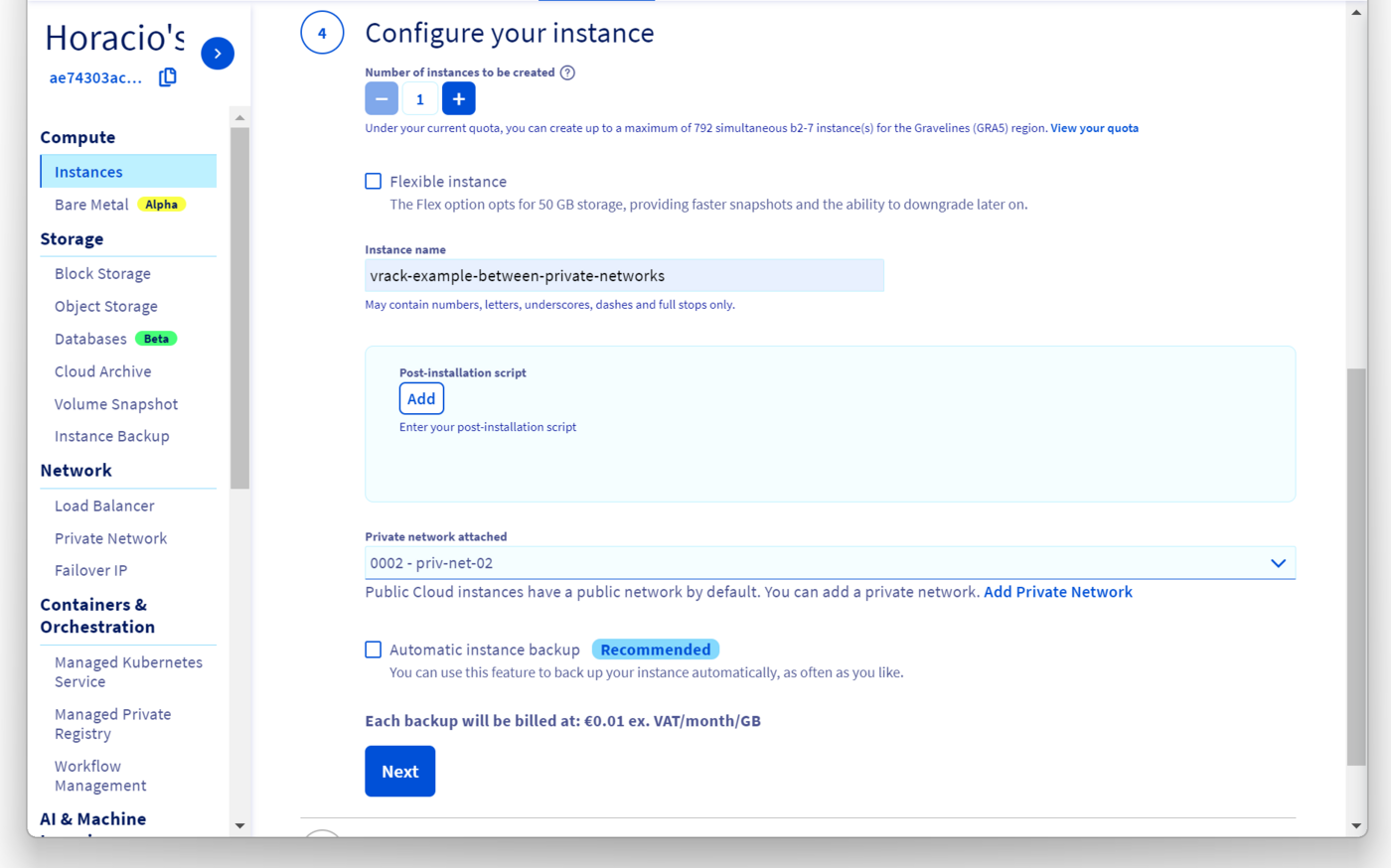 Setting-up a PCI attached to `priv_net_02`